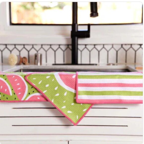 RockFlowerPaper - Watermelon Blu Kitchen Dish Cloths (Set of 3) - Picture 1 of 11